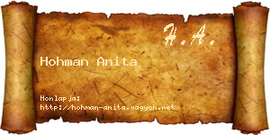 Hohman Anita névjegykártya
